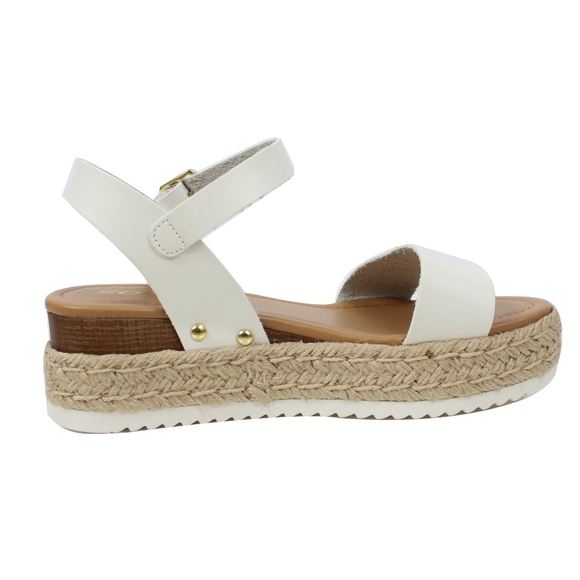 White Open Toe Ankle Strap Espadrille Sandal - Picture 3 of 6